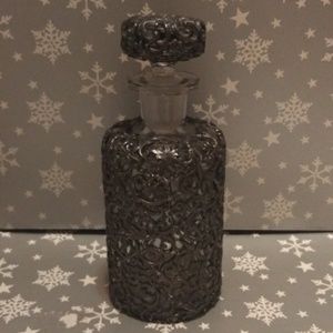 Vintage filigree perfume bottle heavy  glass with metal with beautiful details